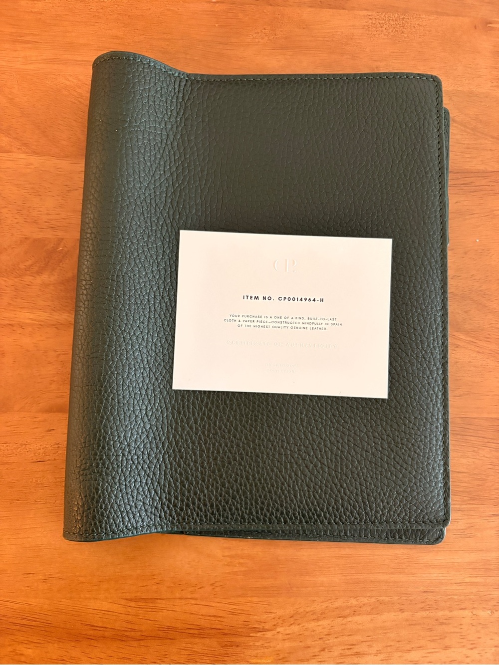 Large (A5) Cloth & Paper Heirloom Leather Folio Cover in Dark Green (Salamanca)